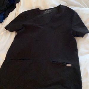 Figs Core Scrub Top Black